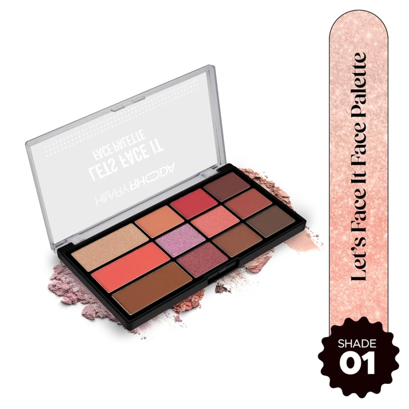 Hilary Rhoda Let’s Face It Face Palette | Highlighter & Blush | Contour | 9 Eyeshadows | Super-Fine Particles | No Fallout | Matte & Shimmer Finish -23.4g (Day Spring |Shade 01) thumbnail 2